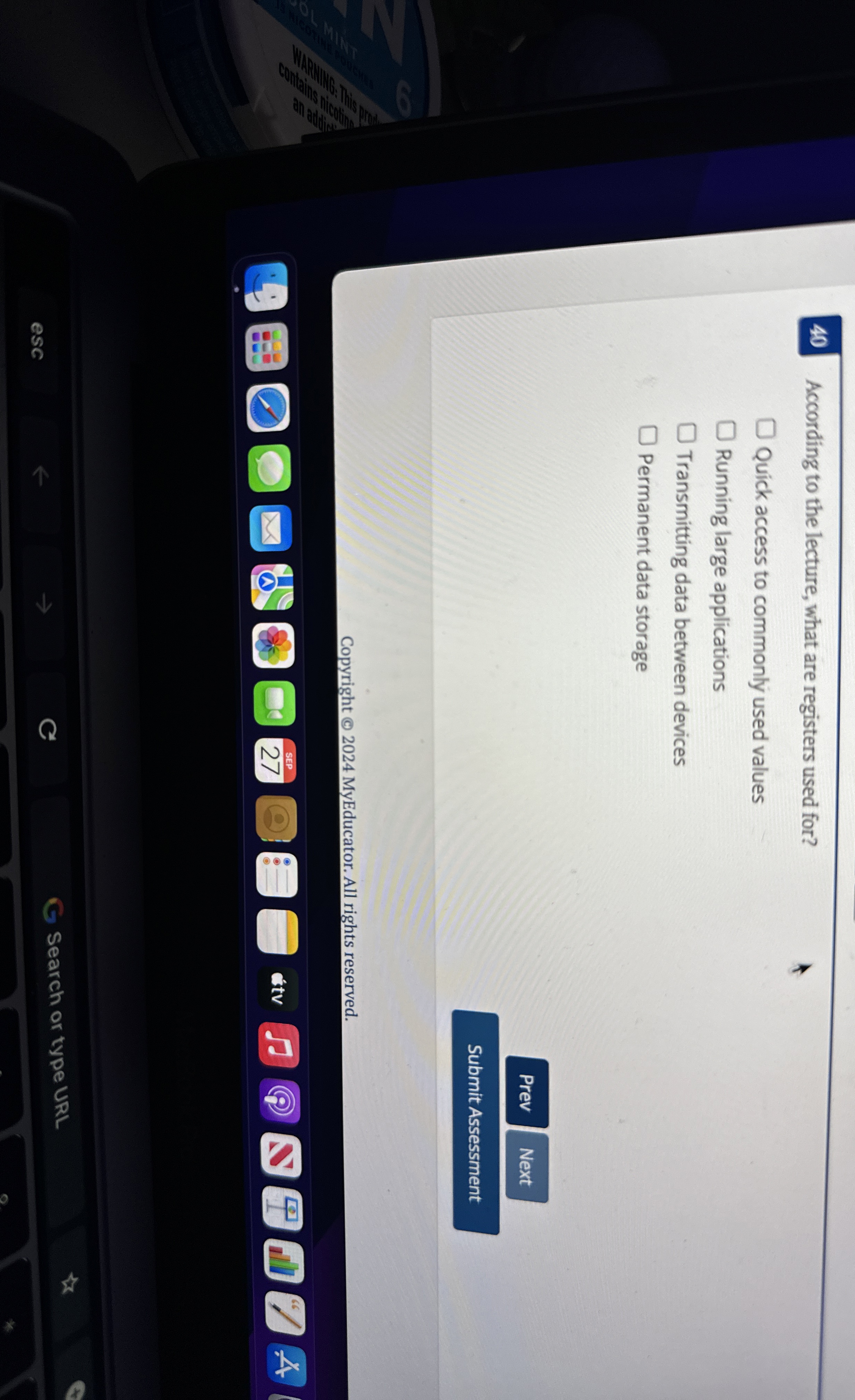 According to the lecture, what are registers used