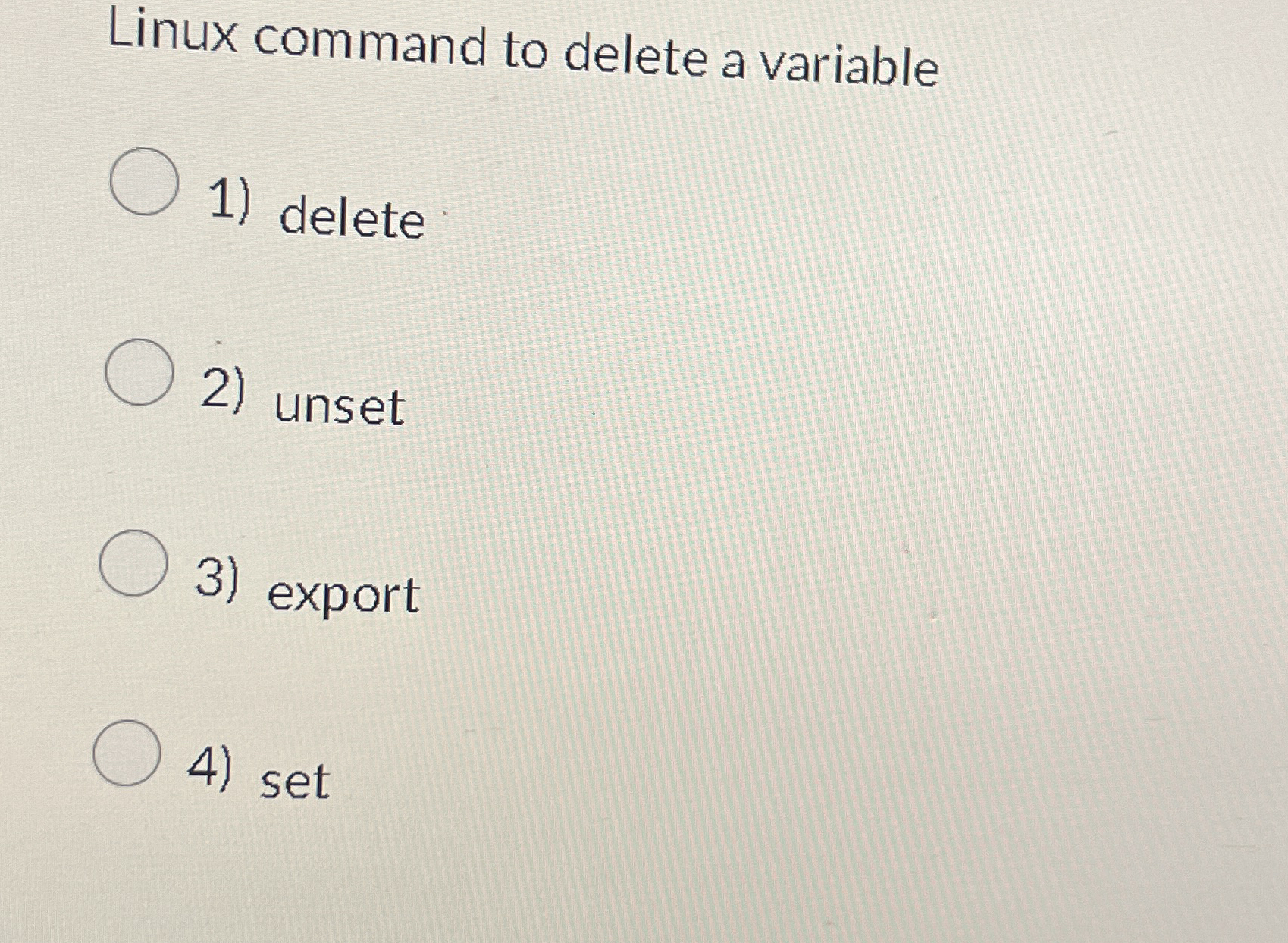 Linux command to delete a variable delete unset