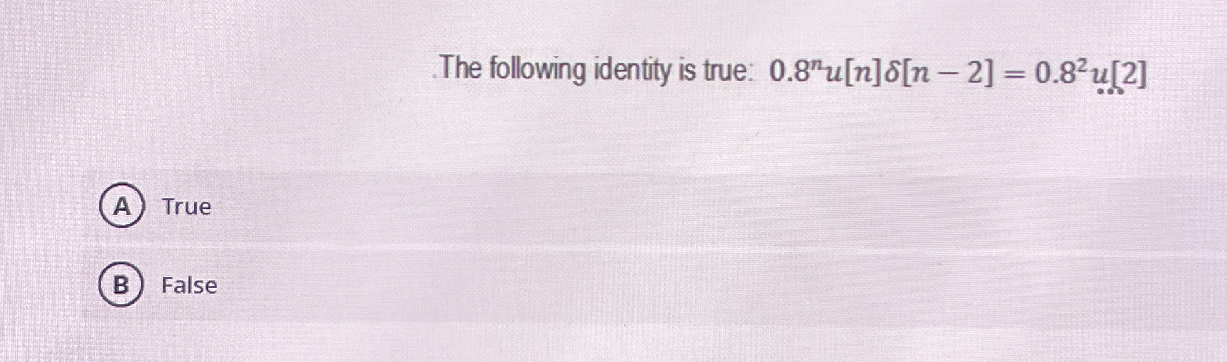 The following identity is true: 0 . 8 n u [ n ] [