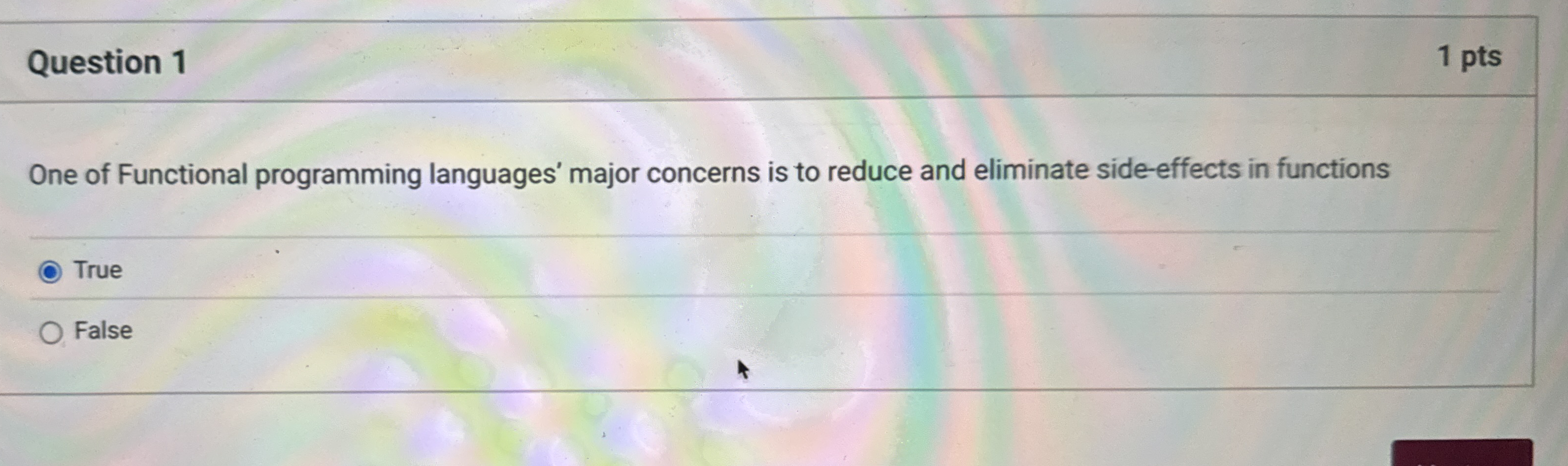 Question 1 One of Functional programming