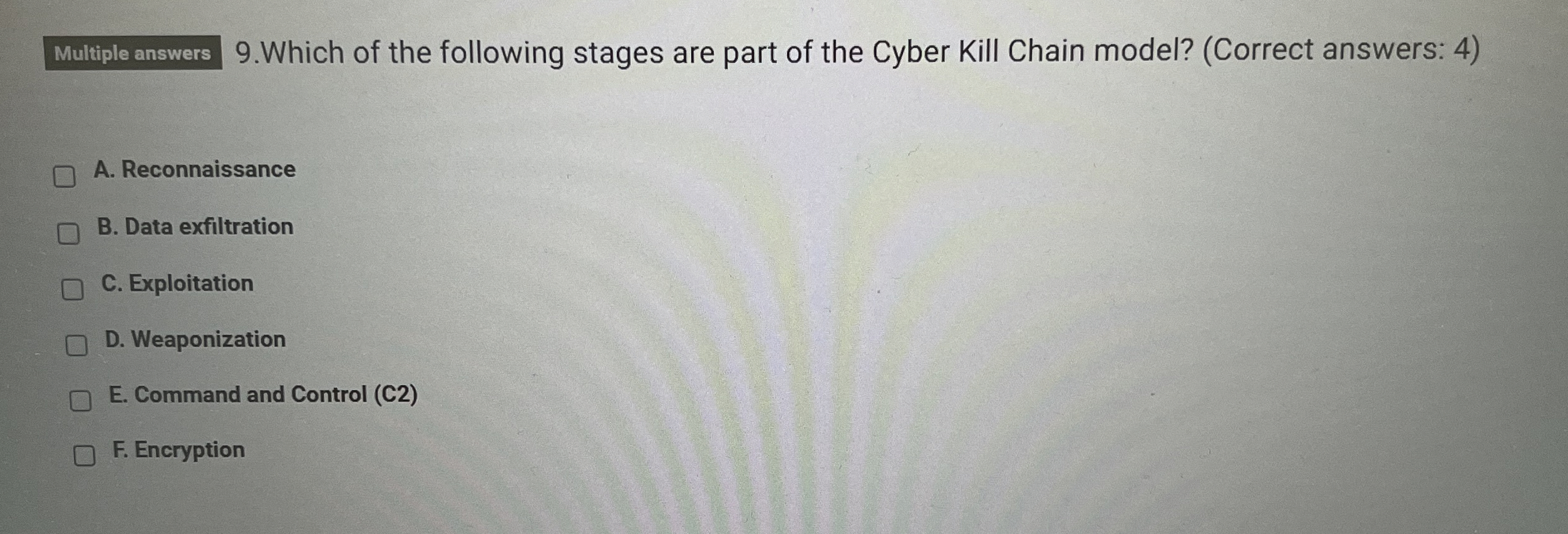 9 . Which of the following stages are part of the