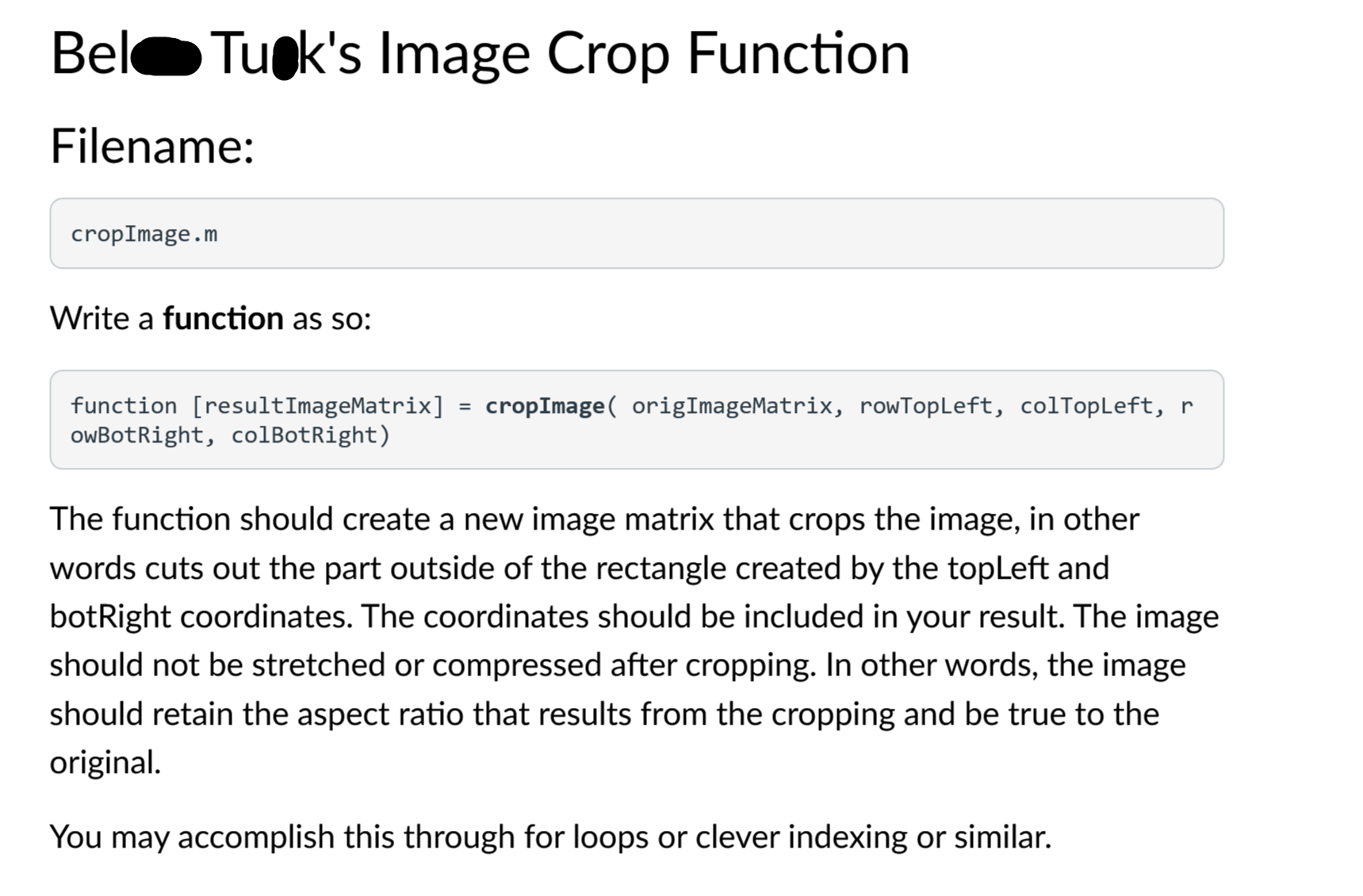 Bel Tuok's Image Crop Function Filename: