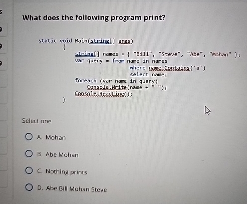 What does the following program print? static