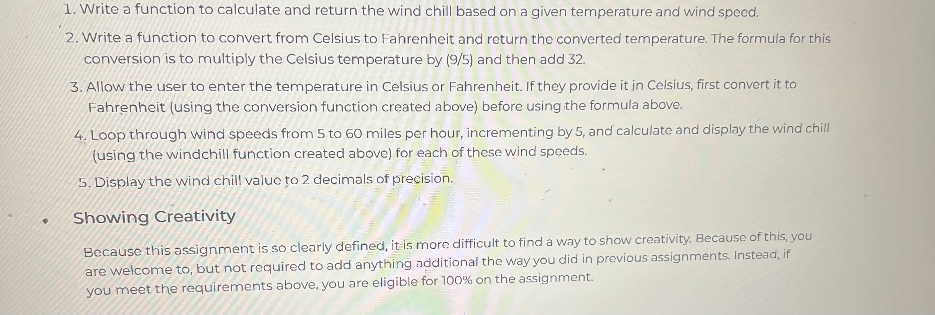 Project 0 7 : Windchill Calculator Overview When