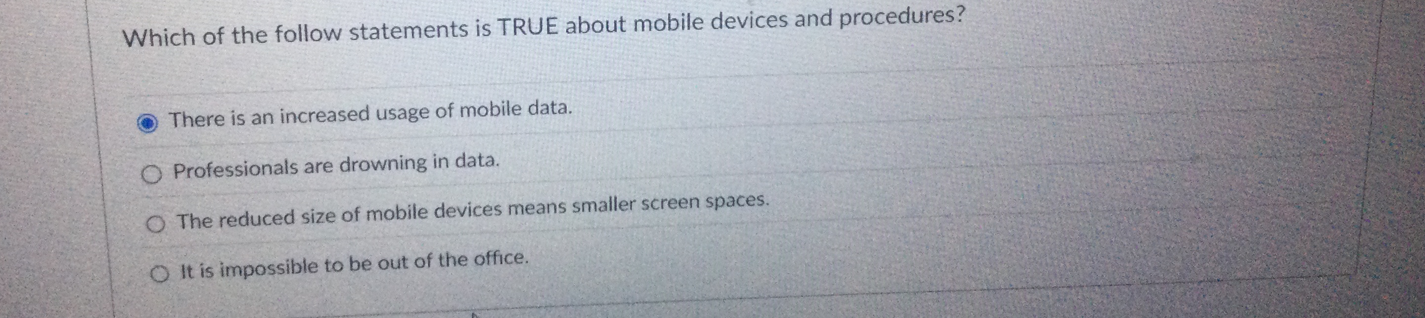 Which of the follow statements is TRUE about