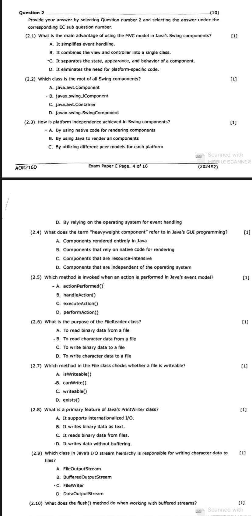 Question 2 ( 1 0 ) Provide your answer by