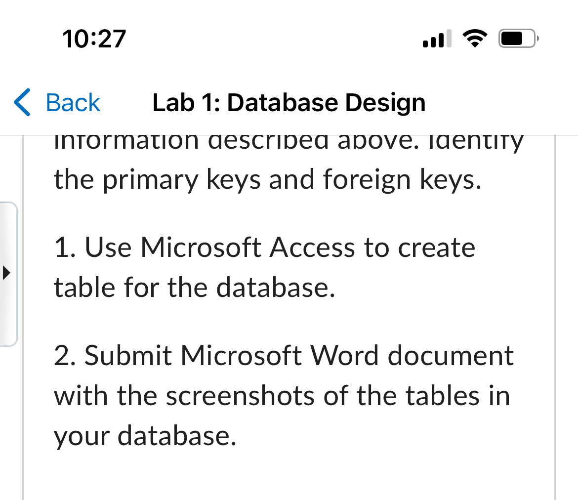 1 0 : 2 7 Back Lab 1 : Database Design
