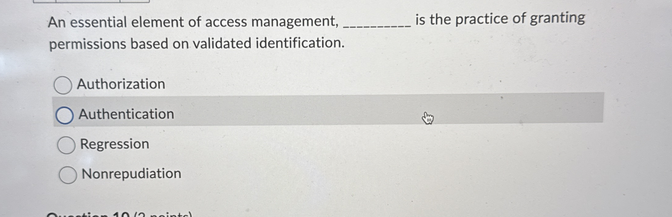 An essential element of access management, q , is