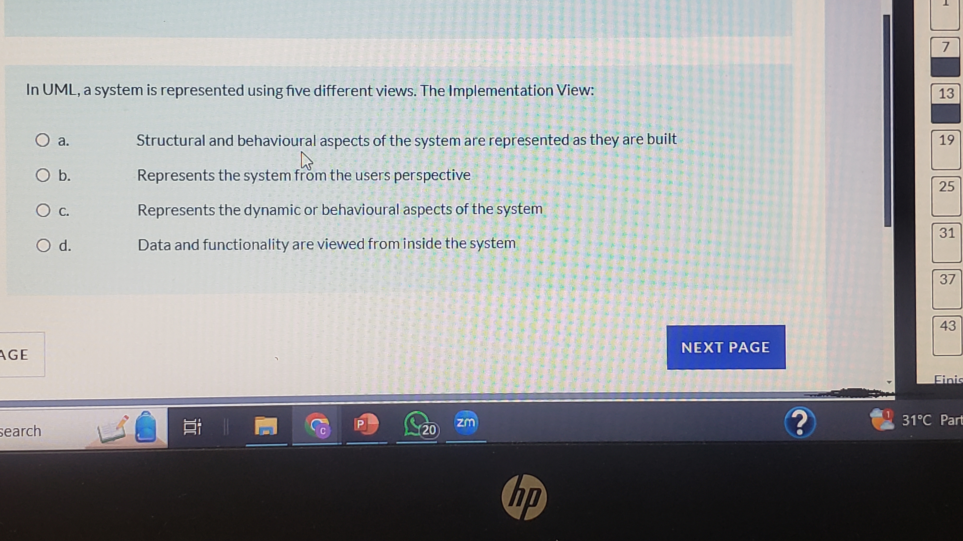 In UML, a system is represented using five