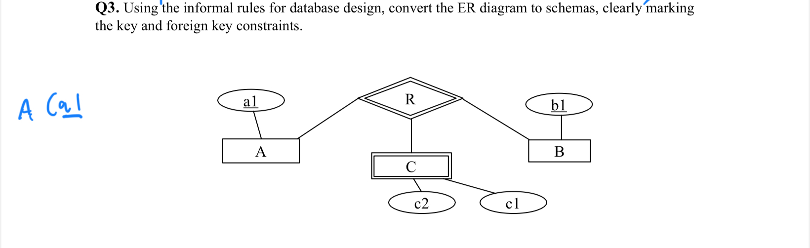 Q 3 . Using the informal rules for database