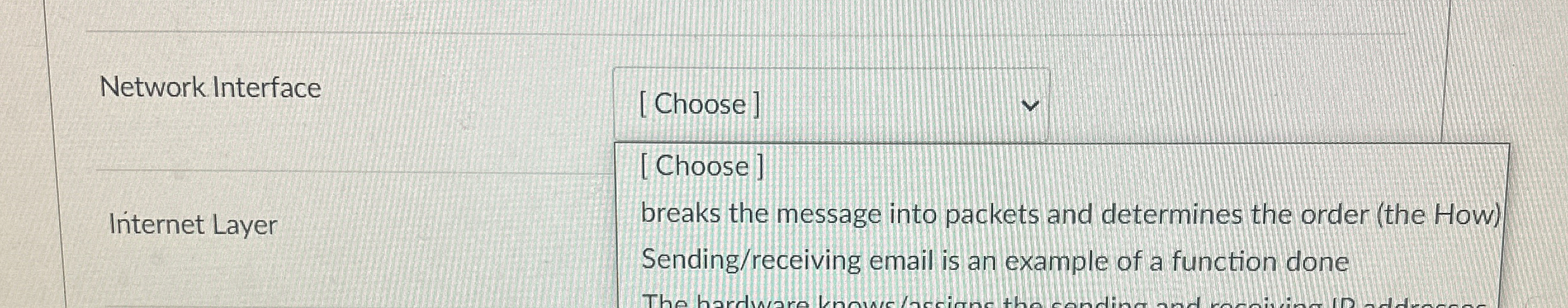 Network Interface [ Choose ] [ Choose ] breaks