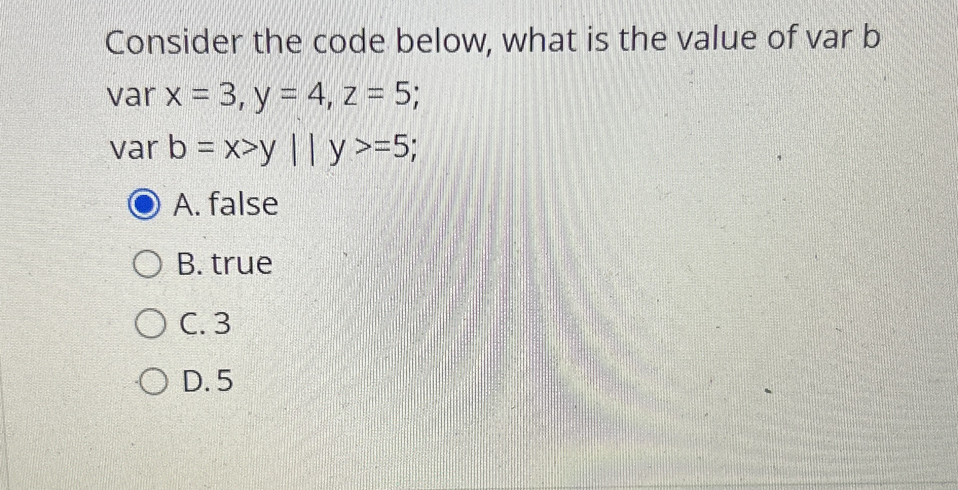 Consider the code below, what is the value of var