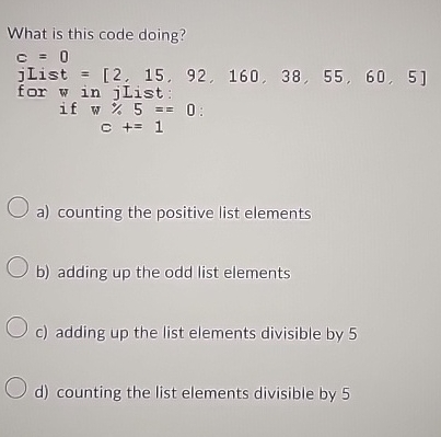What is this code doing?a ) counting the positive