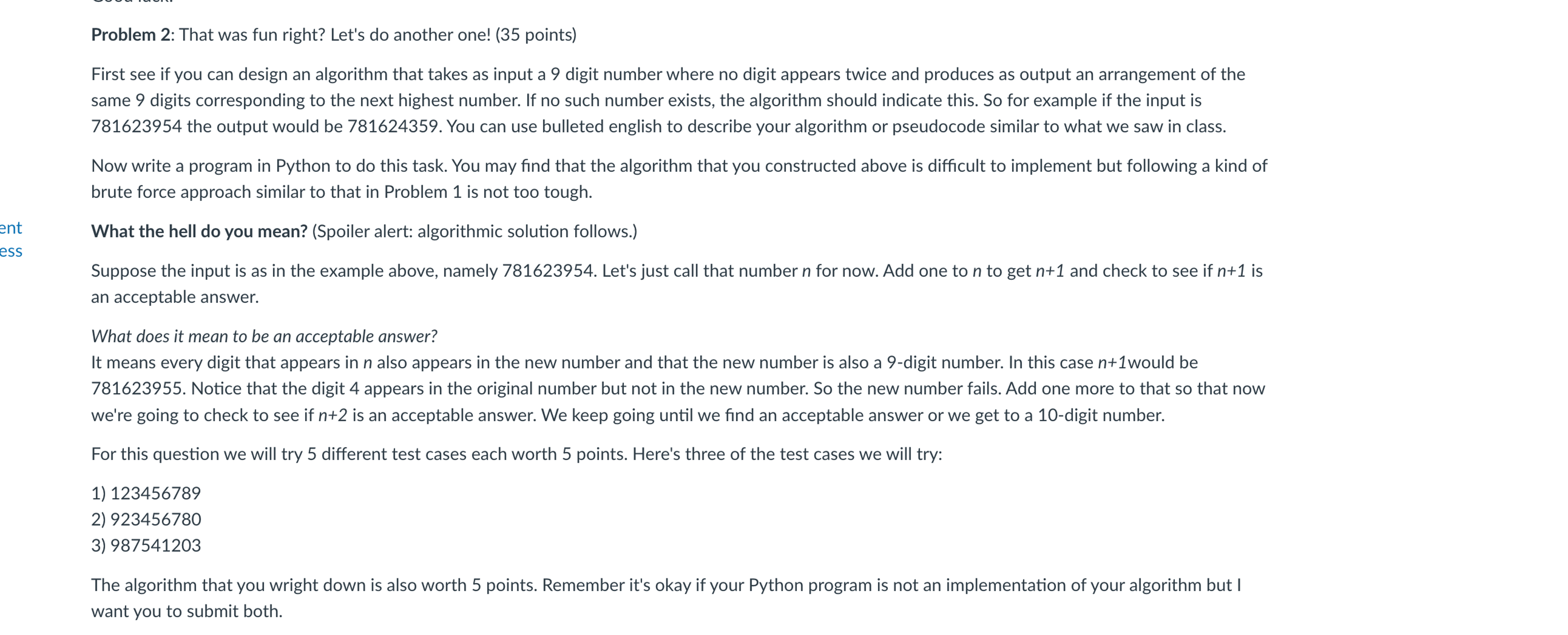 * * * Avoid using: break and sets Problem 2 :