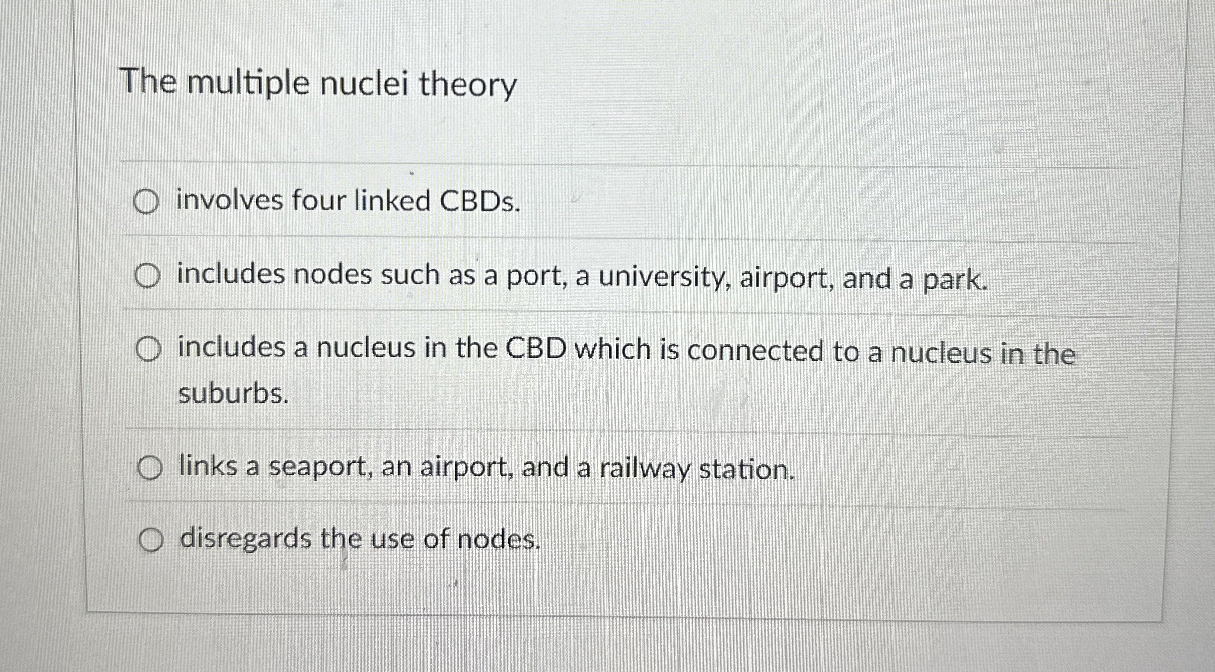 The multiple nuclei theory involves four linked