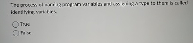 The process of naming program variables and
