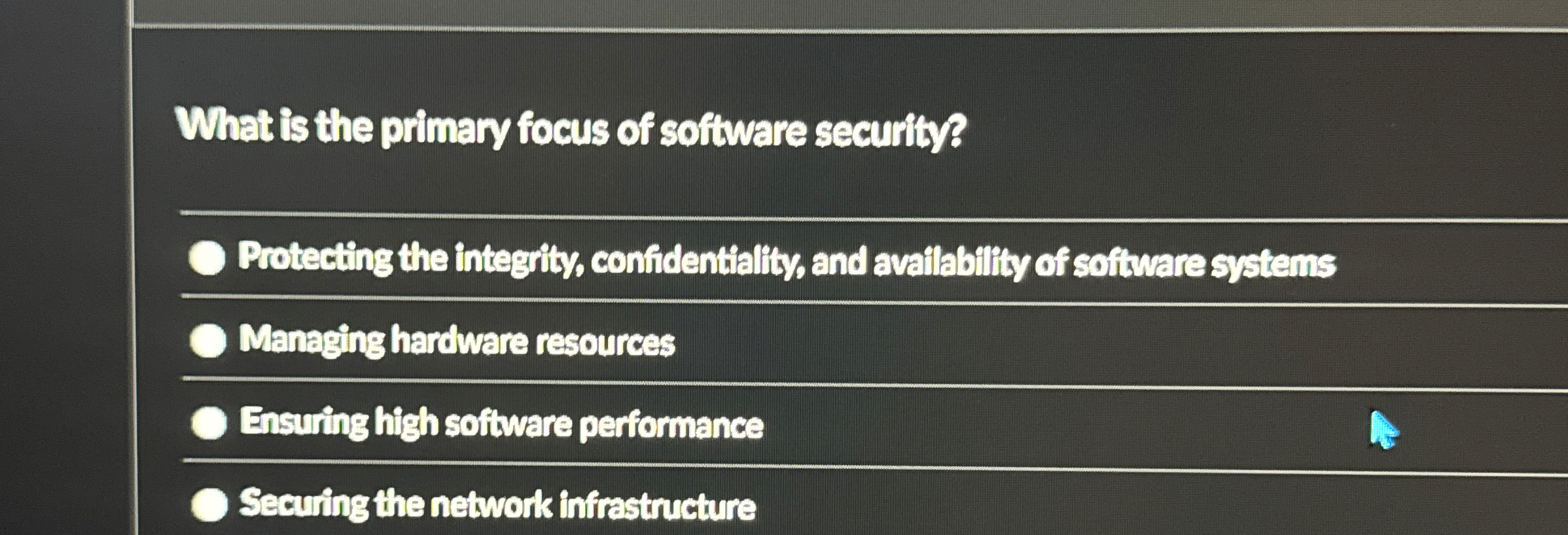 What is the primary focus of software security.