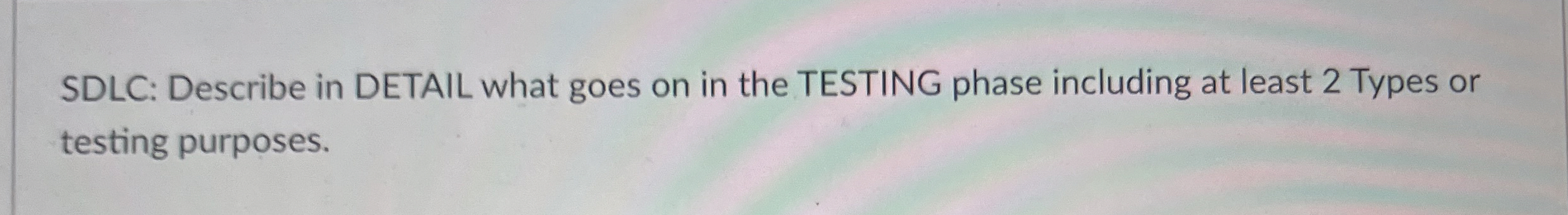 SDLC: Describe in DETAIL what goes on in the