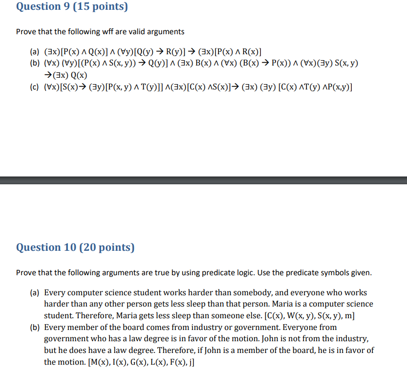 Question 9 ( 1 5 points ) Prove that the
