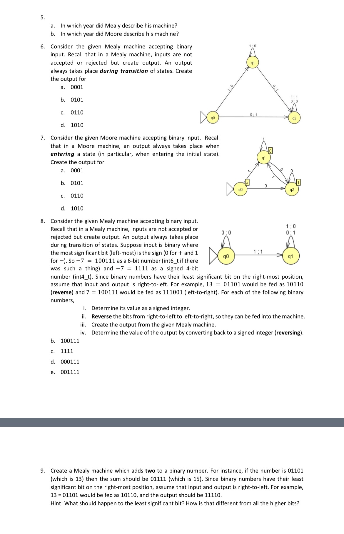 5 . a . In which year did Mealy describe his