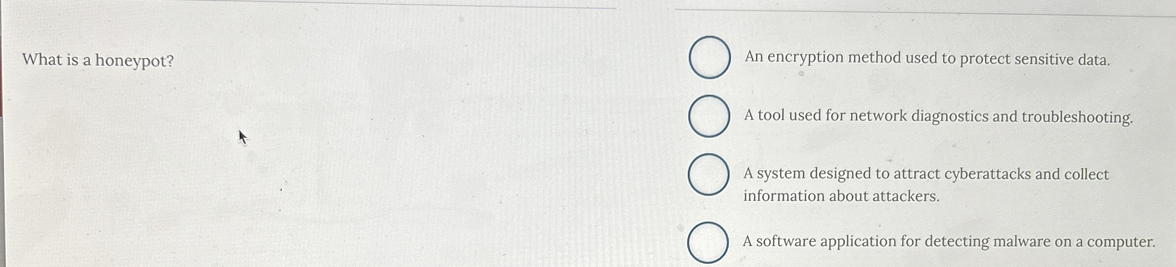 What is a honeypot? An encryption method used to