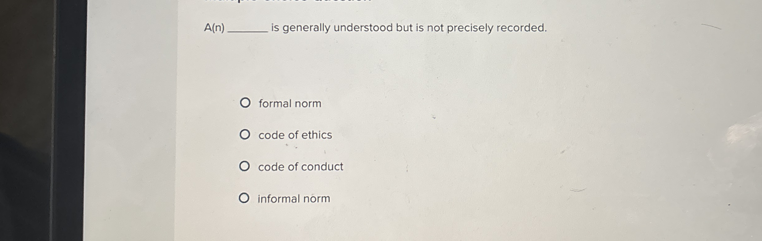 A ( n ) is generally understood but is not
