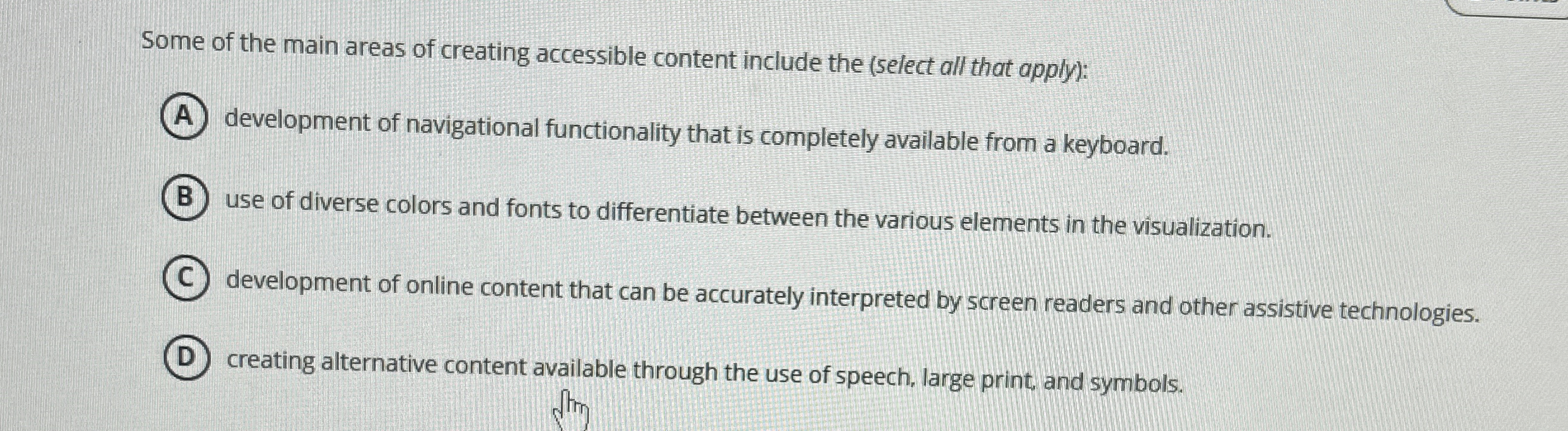 Some of the main areas of creating accessible