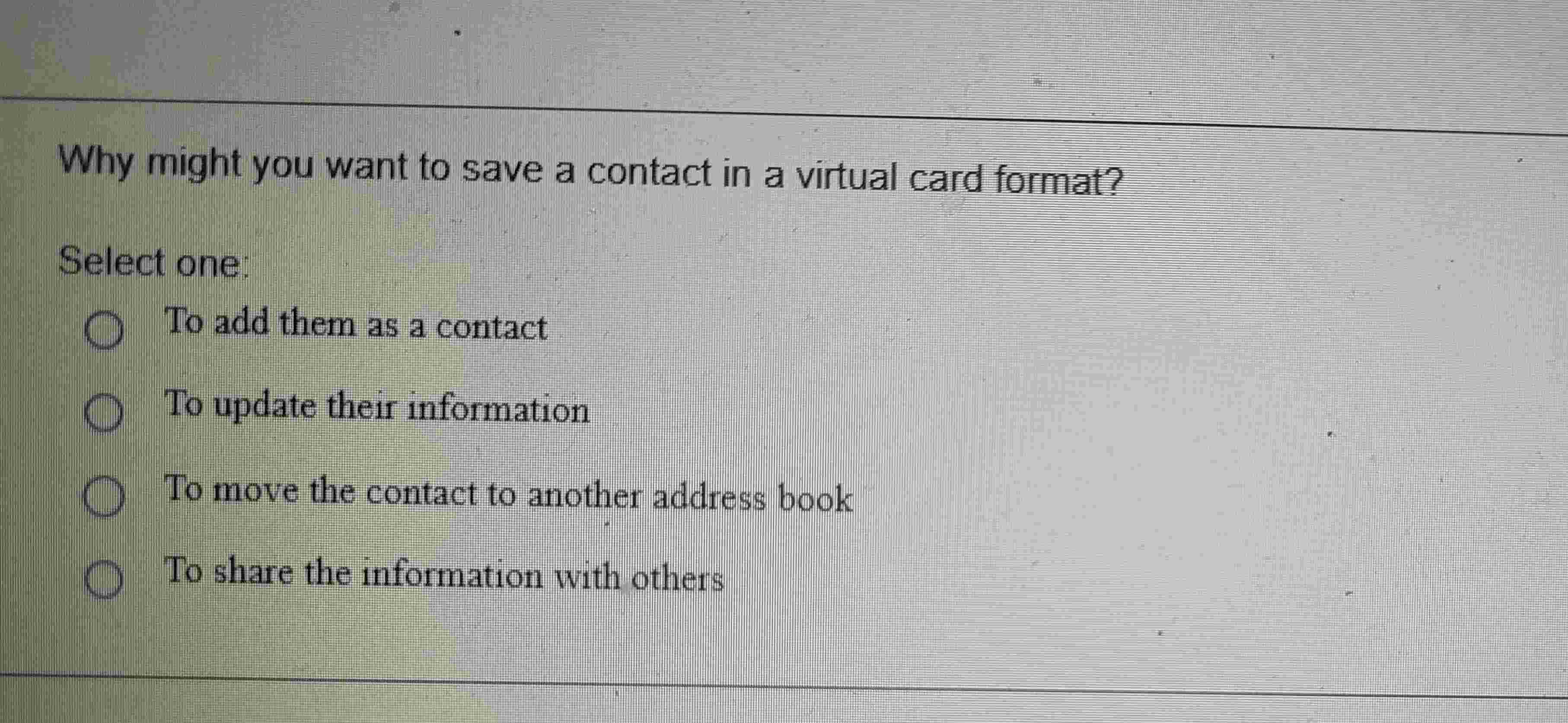 Why might you want to save a contact in a virtual