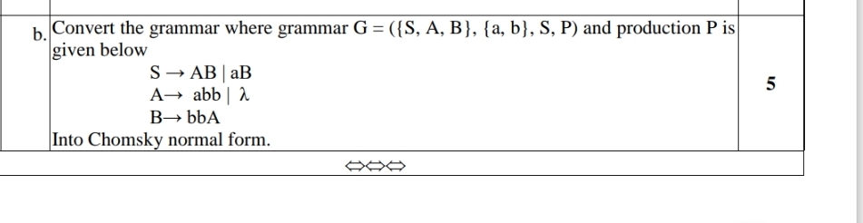 b . Convert the grammar where grammar G = ( { S ,