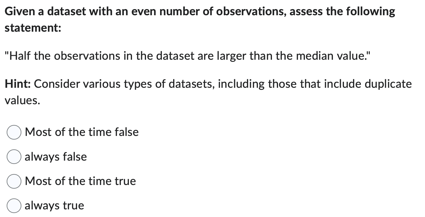 Given a dataset with an even number of