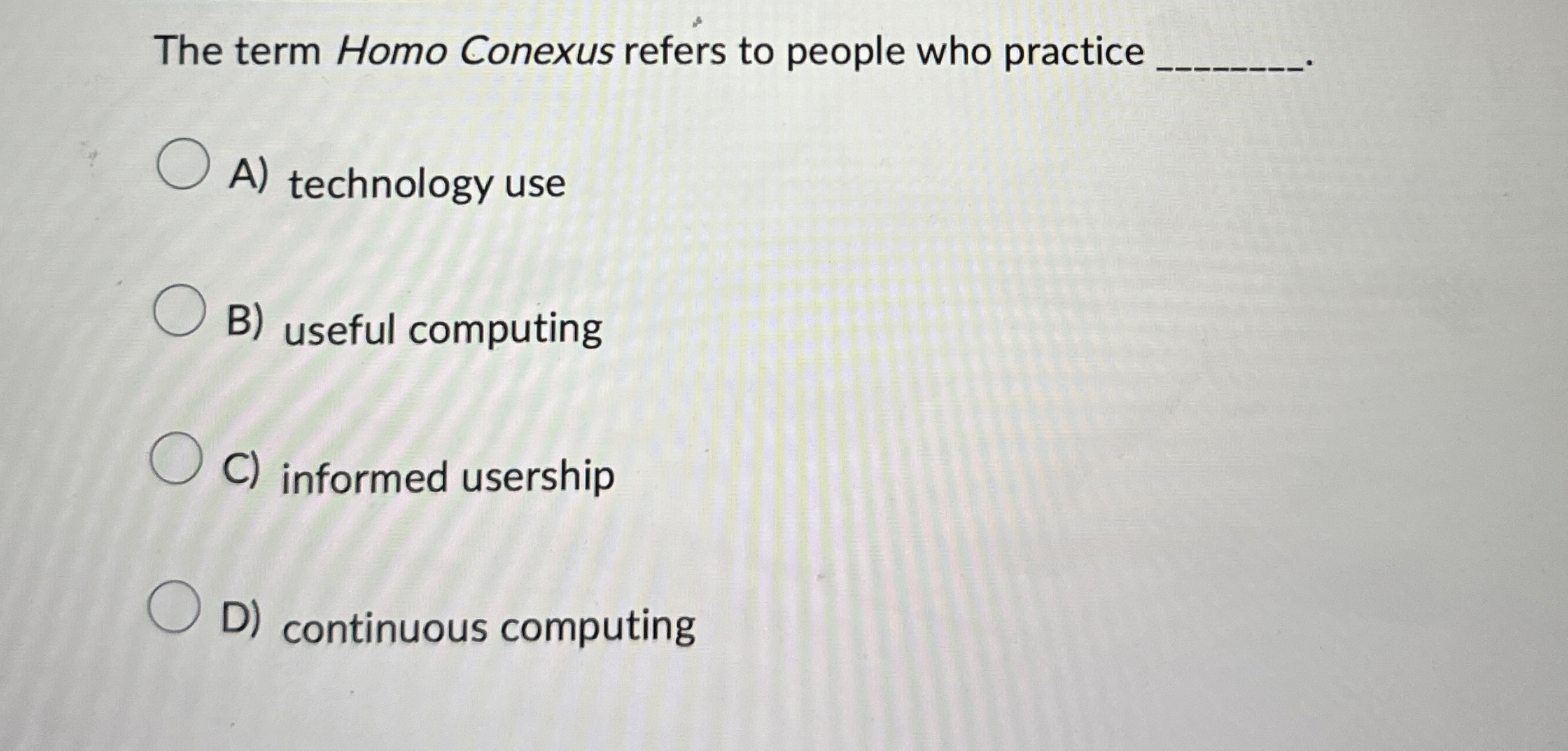 The term Homo Conexus refers to people who