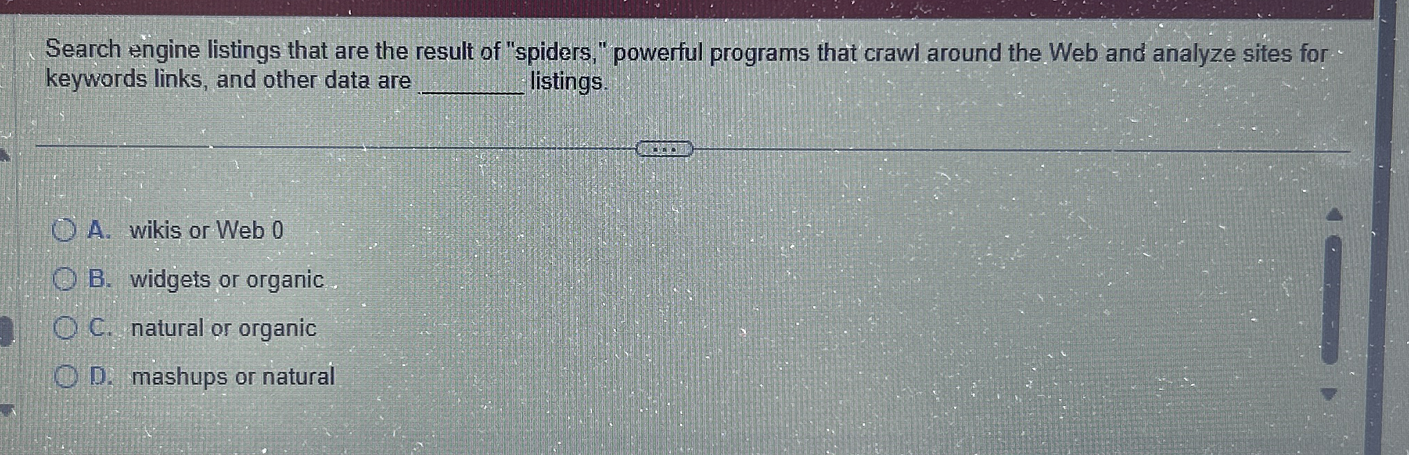 Search engine listings that are the result of