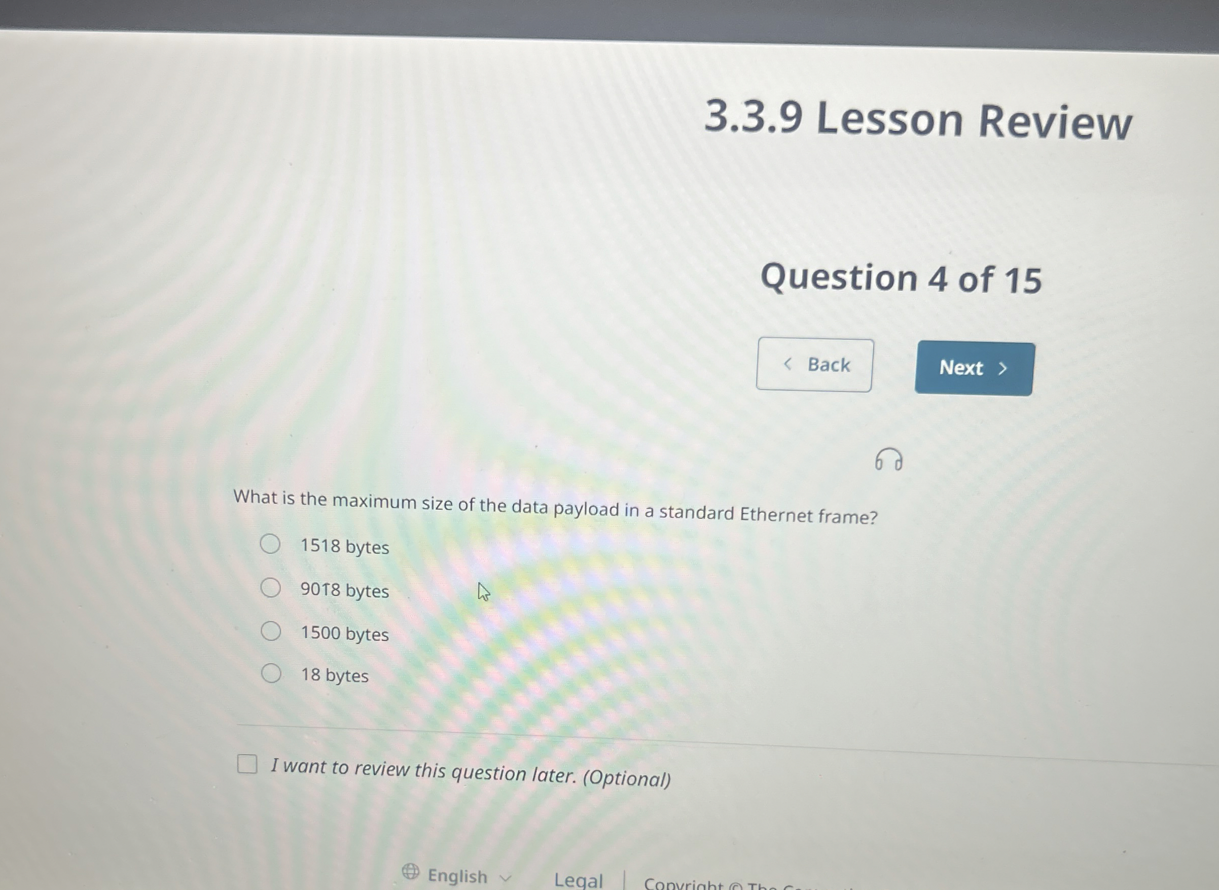 3 . 3 . 9 Lesson Review Question 4 of 1 5 6 What