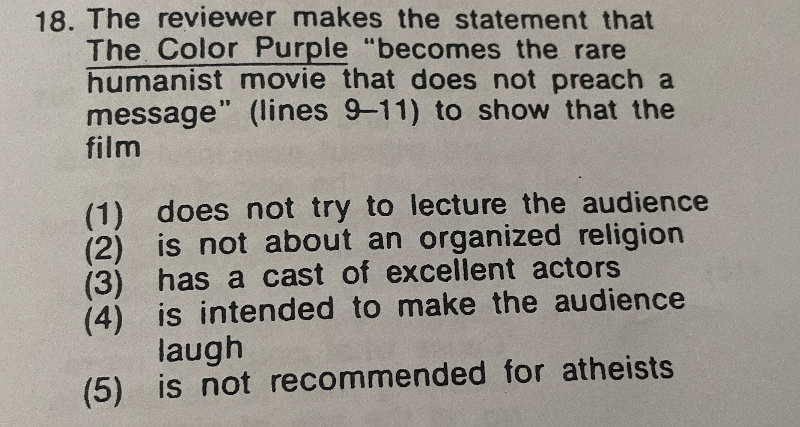 The reviewer makes the statement that The Color