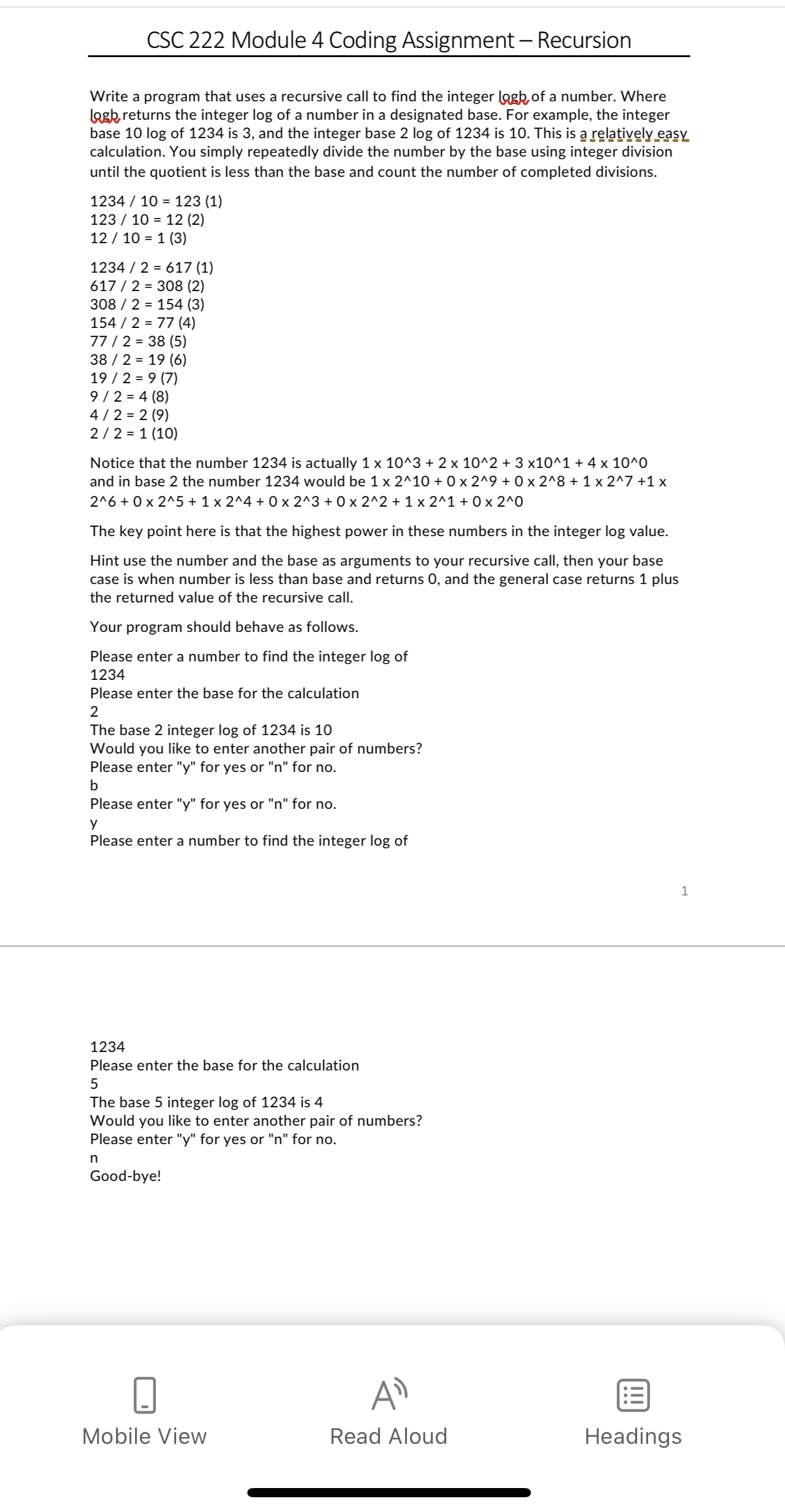CSC 2 2 2 Module 4 Coding Assignment - Recursion