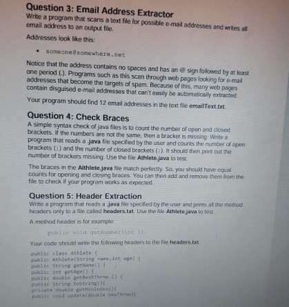 Question 3 : Email Address Extractor Write a