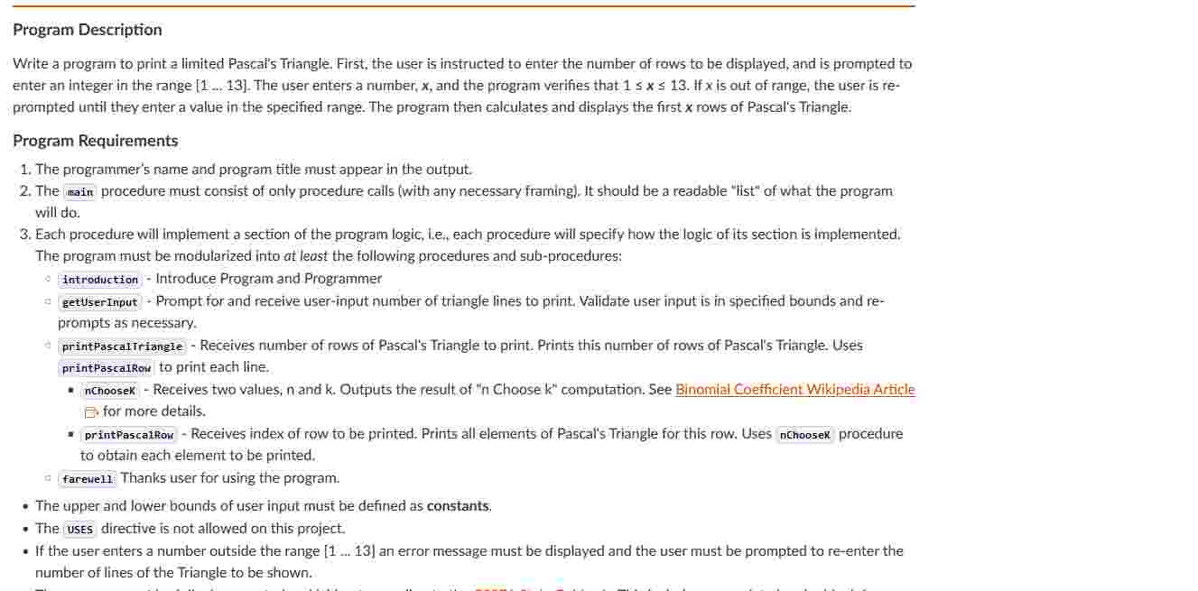 Program Description Write a program to print a