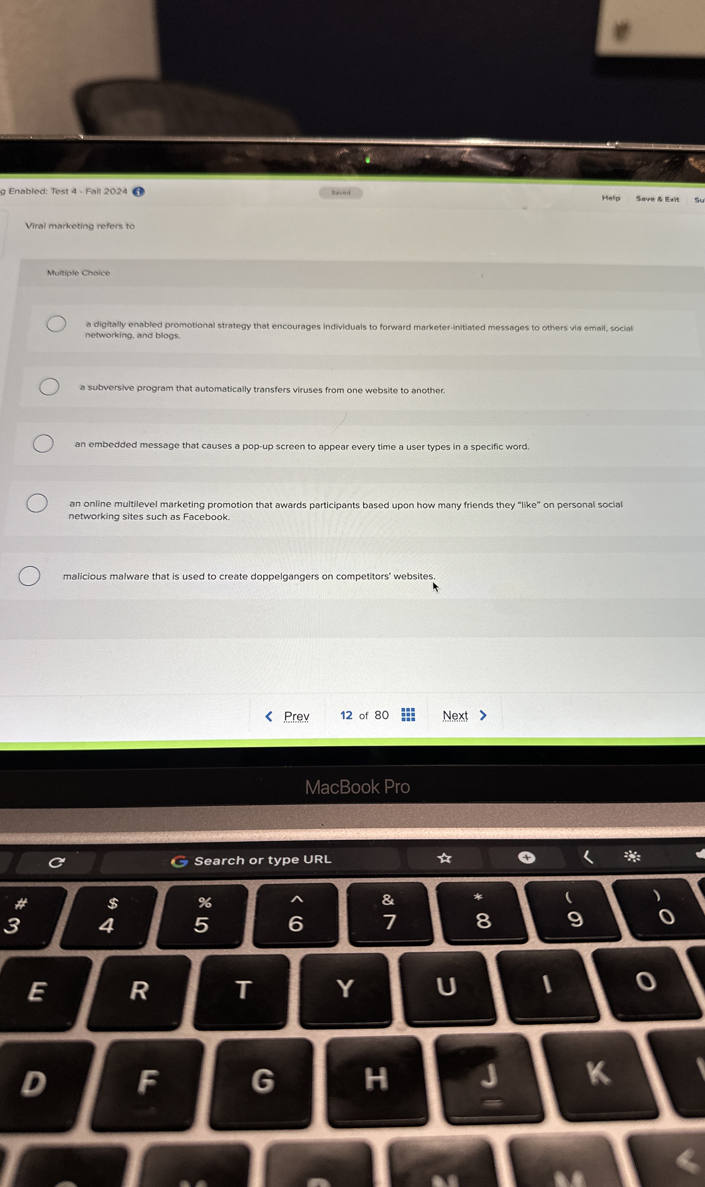 g Enabled: Test 4 - Fall 2 0 2 4 saved Help Save