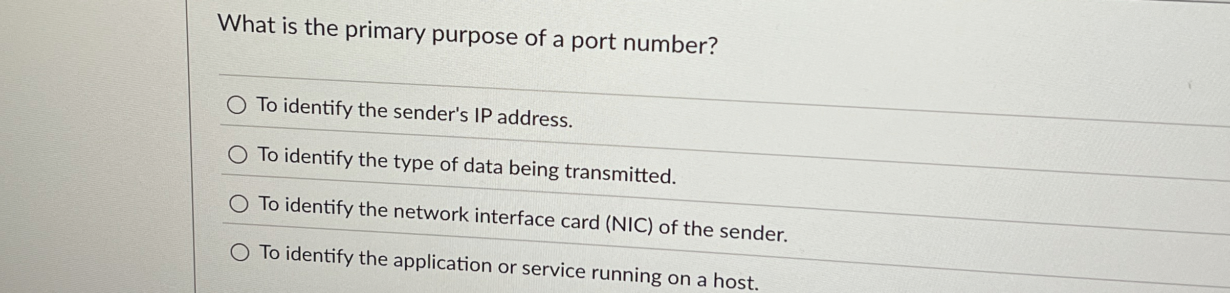 What is the primary purpose of a port number? To