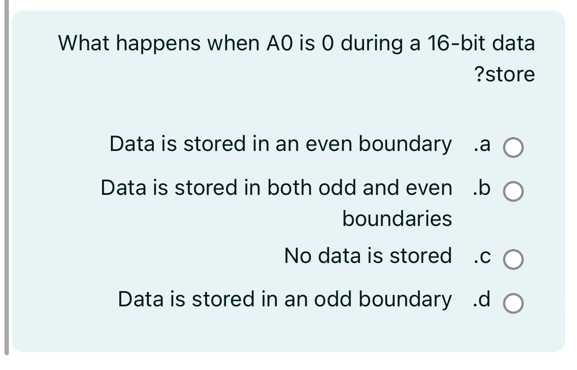 What happens when AO is 0 during a 1 6 - bit data