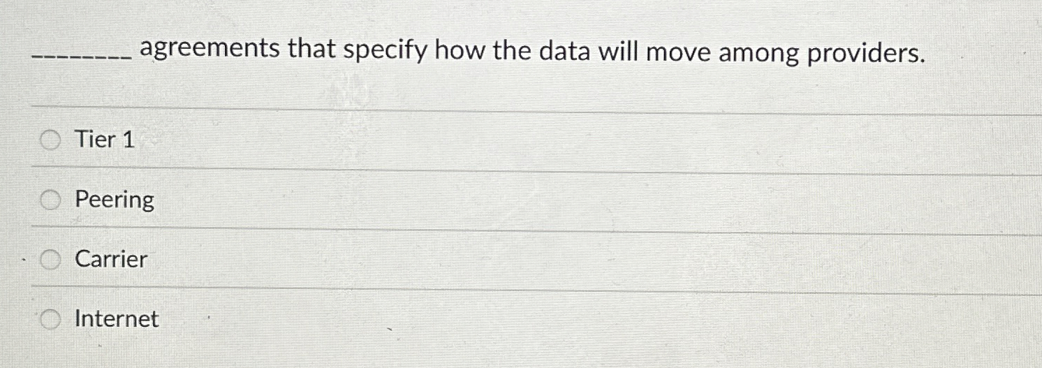 agreements that specify how the data will move