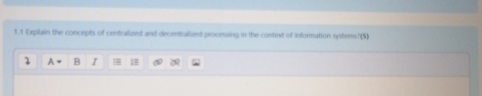 1 . 1 Explain the concopts of centralixed and