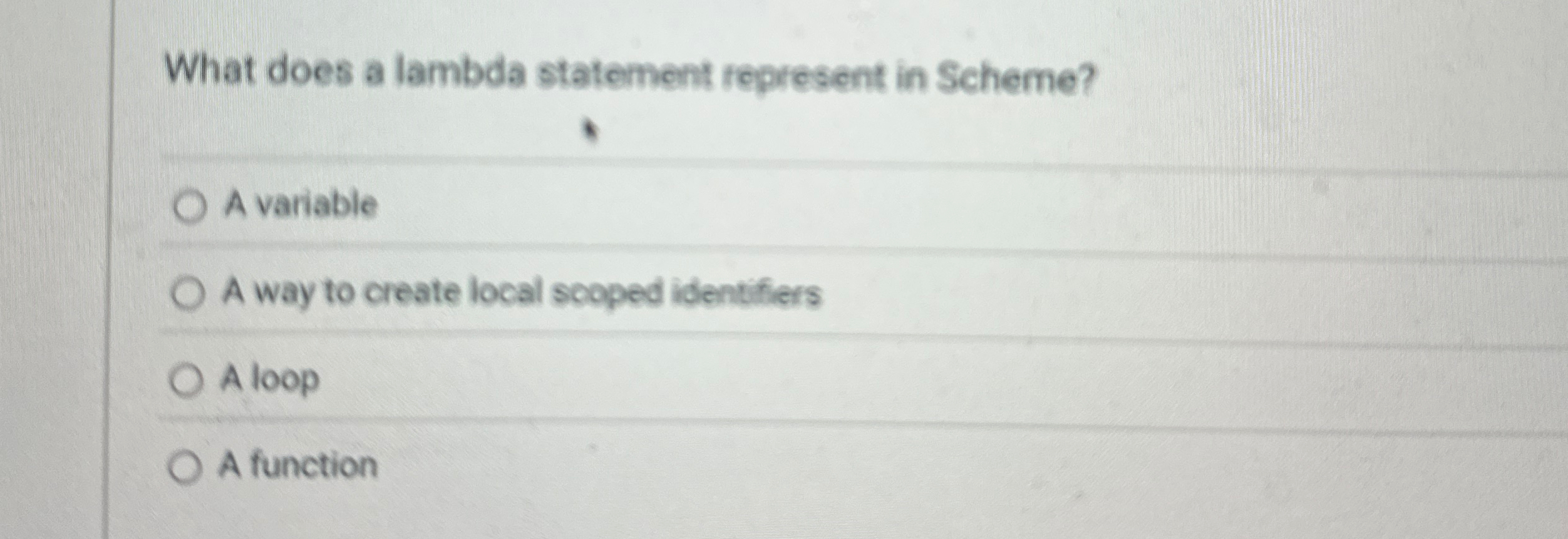 What does a lambda statement represent in Scheme?