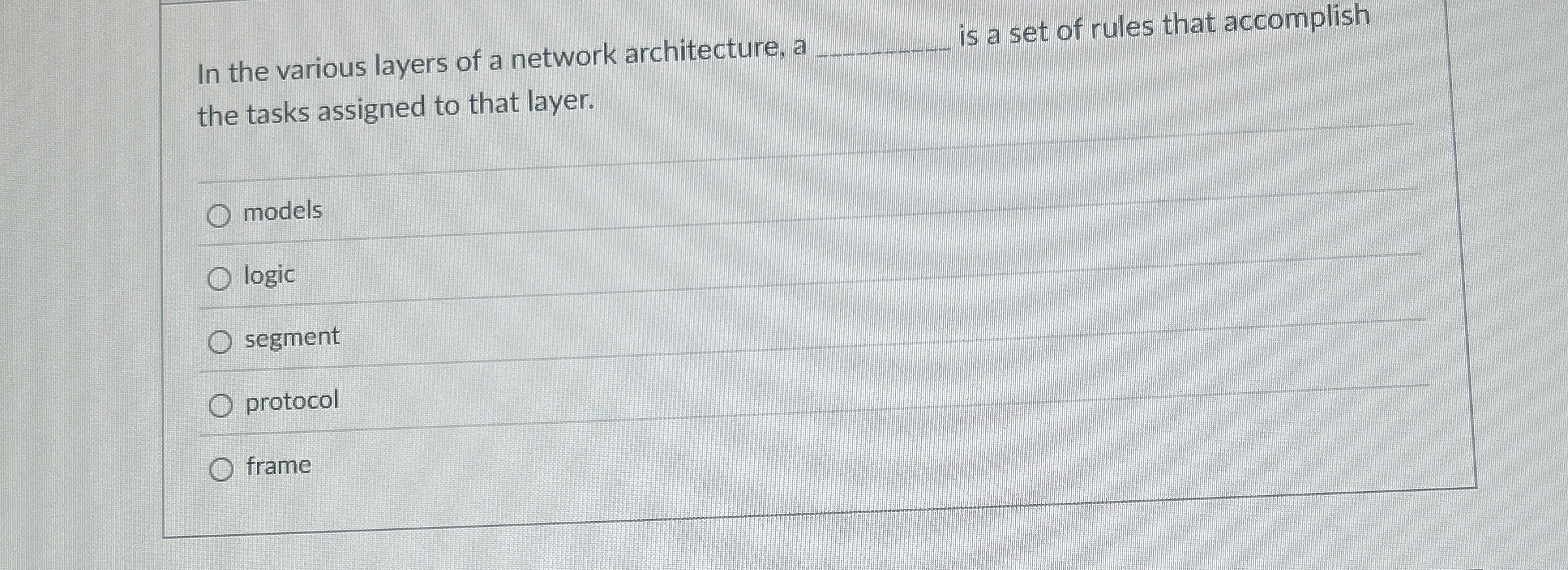 In the various layers of a network architecture,