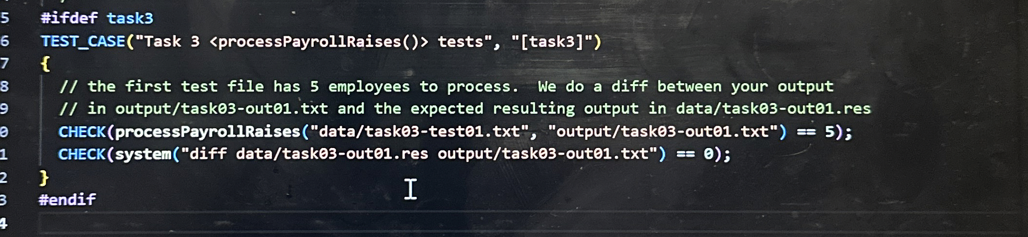 The picture is the tests.cpp file Whereas I need