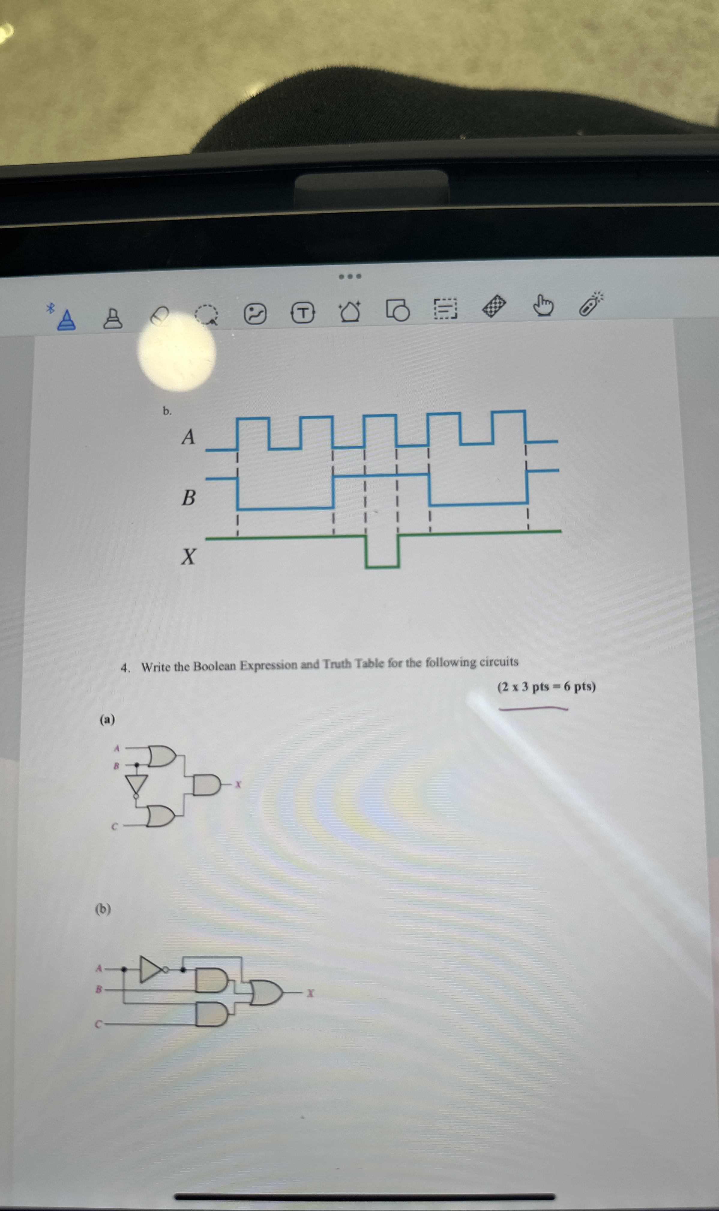 Write the Boolean Expression and Truth Table for