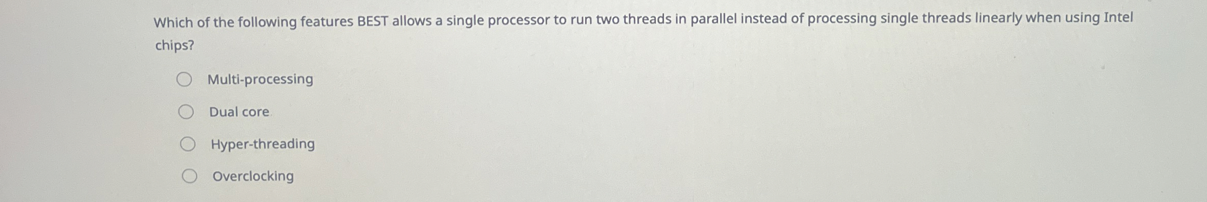 Which of the following features BEST allows a