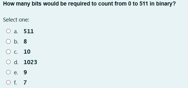 How many bits would be required to count from 0