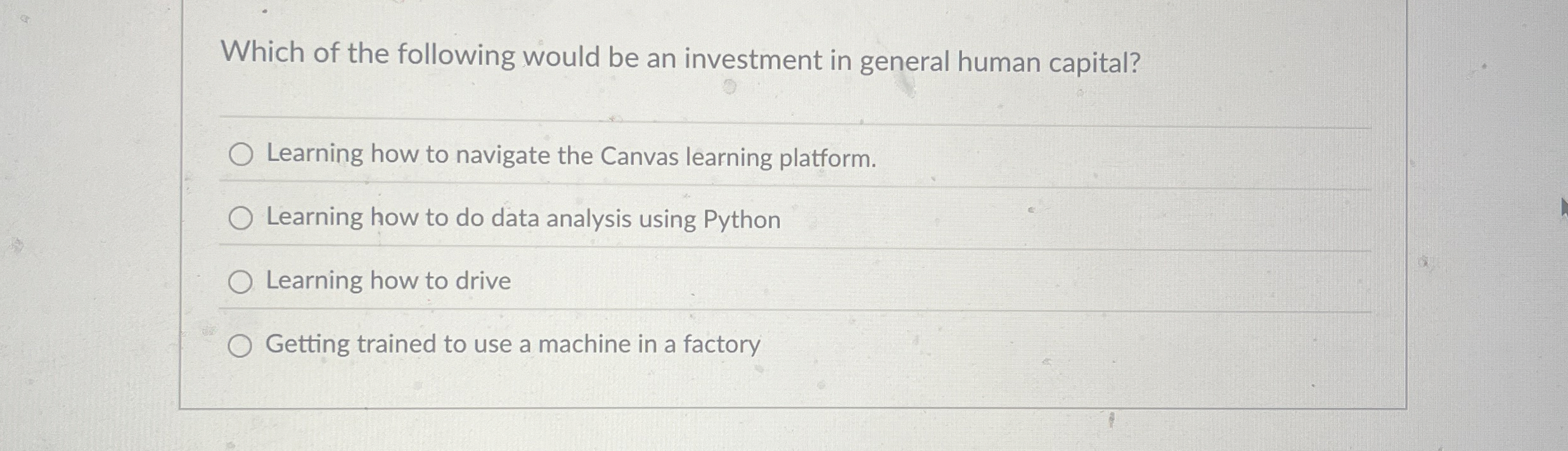 Which of the following would be an investment in