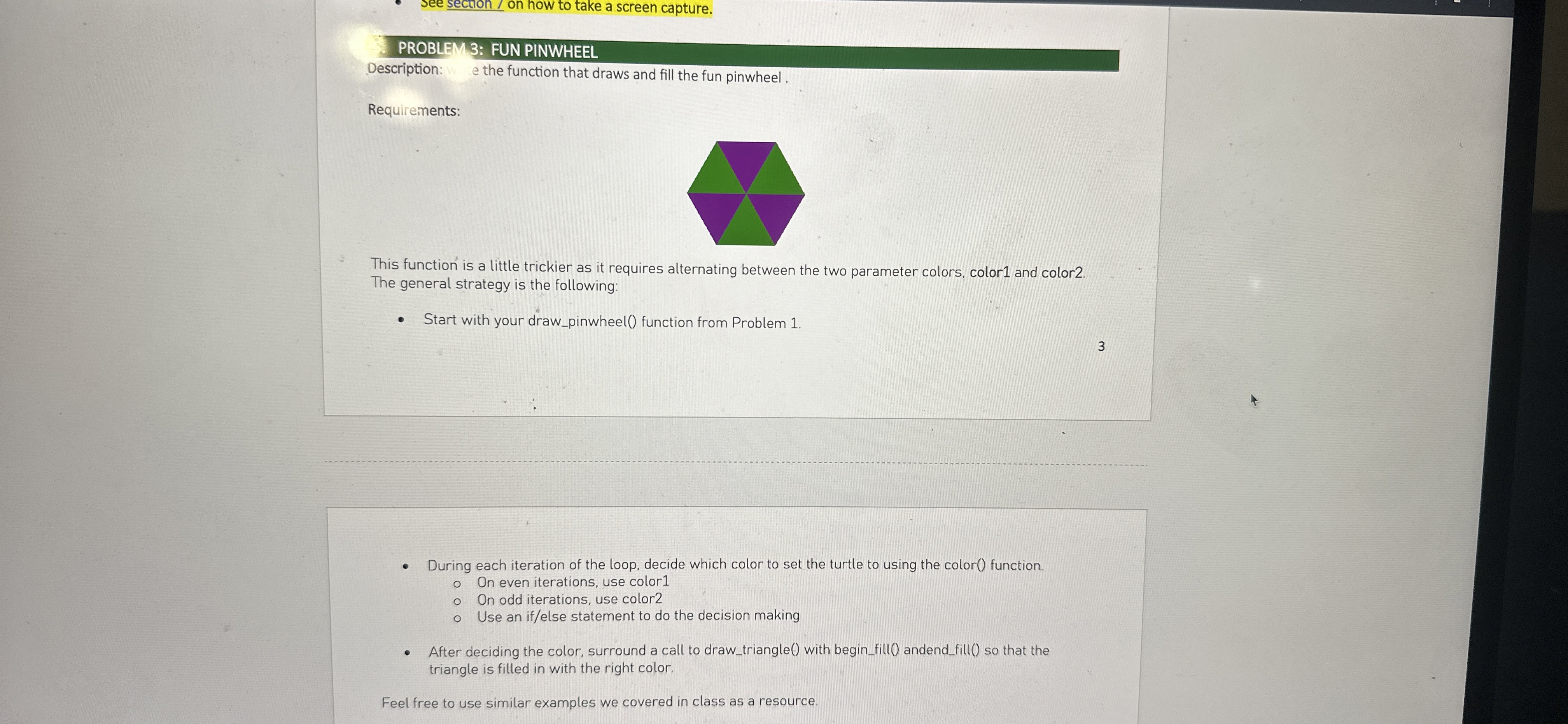PROBLEM 3 : FUN PINWHEEL Description: write the